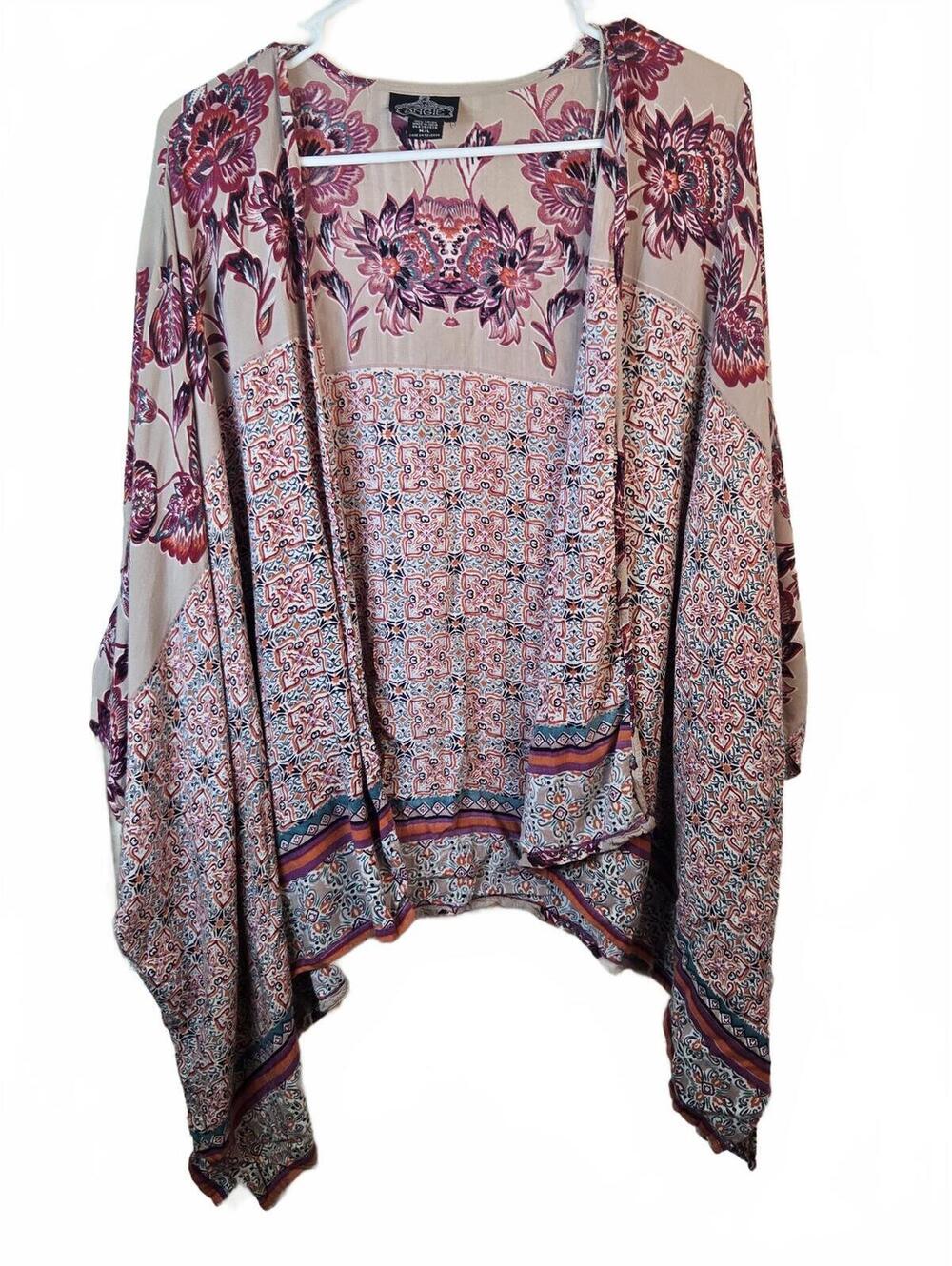 Angie Floral Pattern Rayon Kimono Cardigan M/L